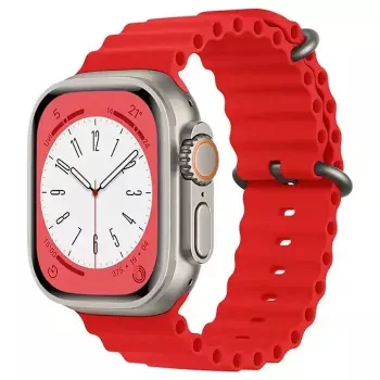 iWear S1 Grooved Soft Silicone 20mm Armband für Apple Watch 49mm / 45mm / 44mm / 42mm Rot