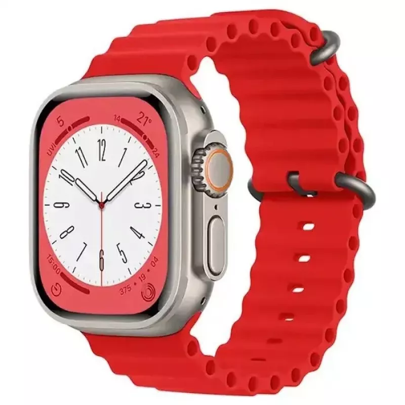 iWear S1 Grooved Soft Silicone 20mm Armband für Apple Watch 49mm / 45mm / 44mm / 42mm Rot