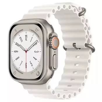 iWear S1 Grooved Soft Silicone 20mm Strap für Apple Watch 49mm / 45mm / 44mm / 42mm Weiß