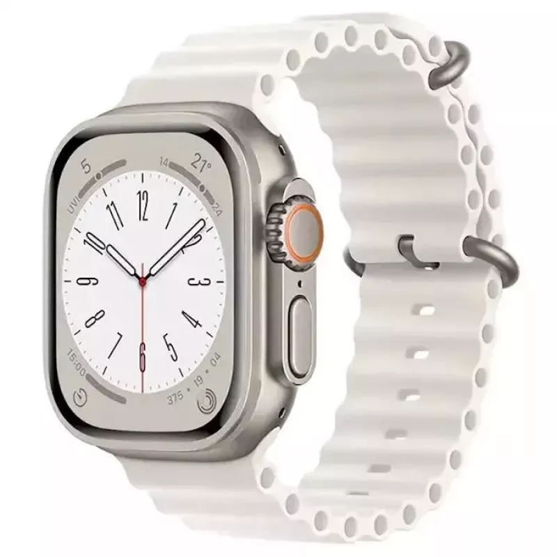 iWear S1 Grooved Soft Silicone 20mm Strap für Apple Watch 49mm / 45mm / 44mm / 42mm Weiß