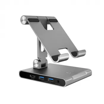 J5CREATE JTS224-N Multi-Angle Stand mit USB-C Dockingstation für iPad Pro (Space Grey)