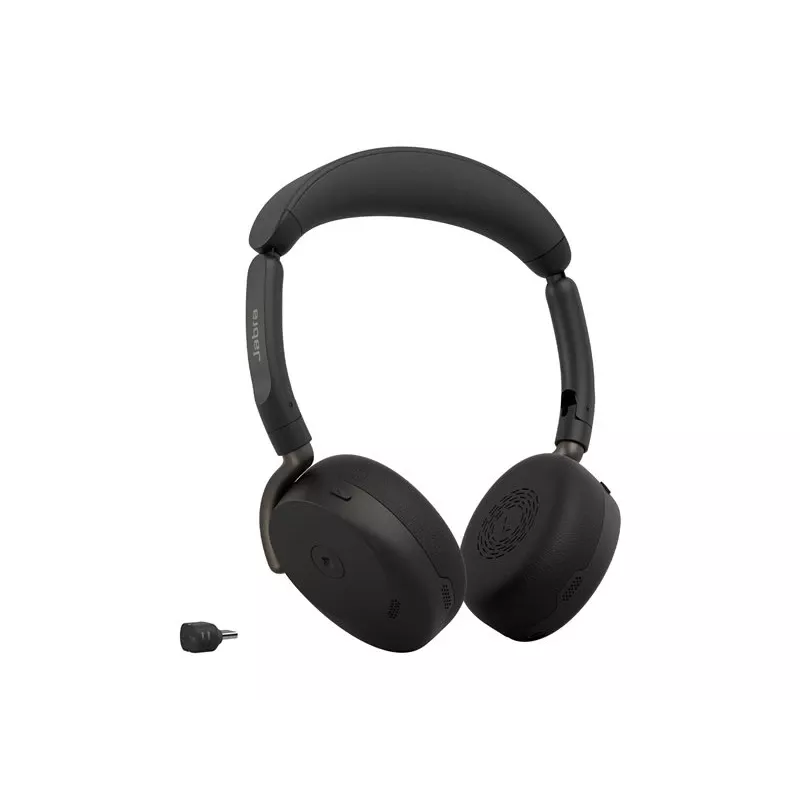 Jabra Evolve3 65 Flex MS Wireless Bluetooth On-Ear Headset mit Link 390c Adapter, Schwarz