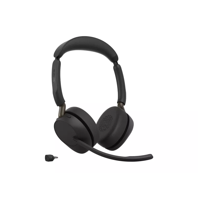 Jabra Evolve3 65 Stereo Link 390c UC Wireless Bluetooth Headset mit USB-A Adapter und Busylight - Schwarz