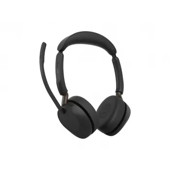 Jabra Evolve3 65 Stereo Wireless-Headset mit Link 380c USB-C-Adapter und Ladestation, Schwarz