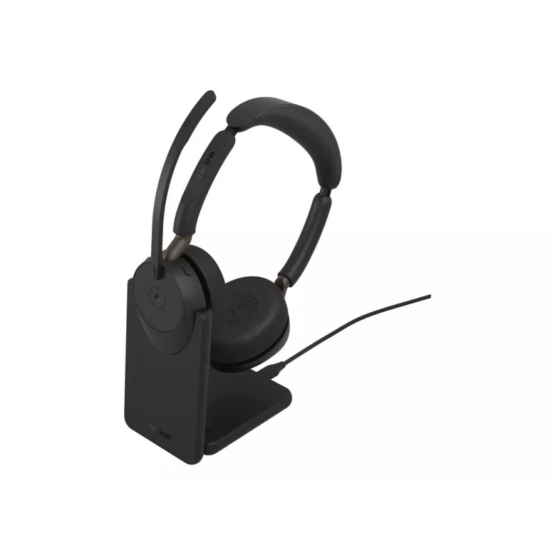 Jabra Evolve3 65 Stereo Wireless-Headset mit Link 390c und Ladestation – Microsoft Teams zertifiziert