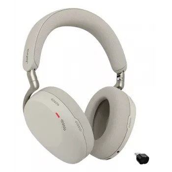 Jabra Evolve3 85 UC Kabelloses Over-Ear-Headset mit aktiver Geräuschunterdrückung und Link 390C Adapter, Warm Grey