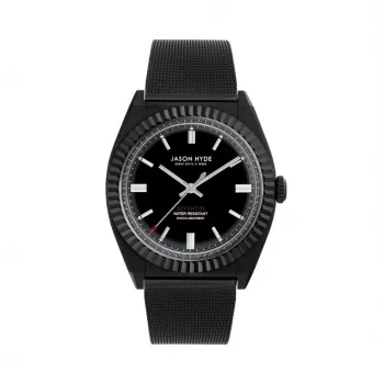 JASON HYDE MAN JH10009 40mm Edelstahl Quarzuhr Schwarzes Zifferblatt Lederarmband