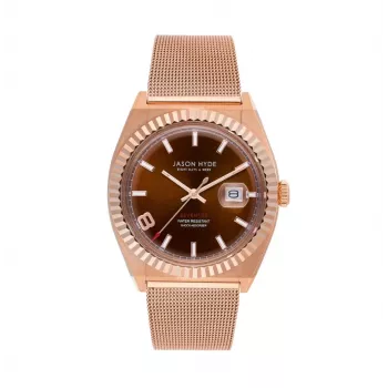 JASON HYDE MAN JH30005 Quarzuhr 40mm blaues Zifferblatt silbernes Edelstahl-Meshband