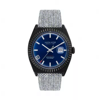 JASON HYDE MAN JH30006 40mm Quarz Analog Uhr Blaues Zifferblatt Blaues Stoffarmband
