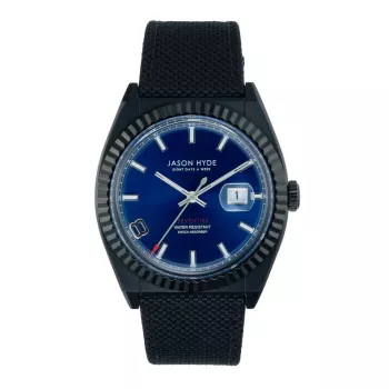 JASON HYDE MAN JH30008 40mm Quarz Analoguhr Schwarzes Zifferblatt Lederarmband