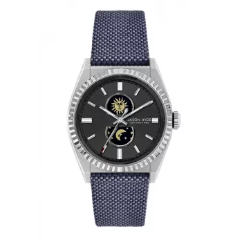 JASON HYDE MAN JH41001 Analog-Quarzuhr 40mm Edelstahlgehäuse blaues Zifferblatt braunes Lederarmband