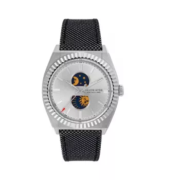 JASON HYDE Herrenuhr JH41000 40mm Quarz Analog Edelstahl Leder Schwarz
