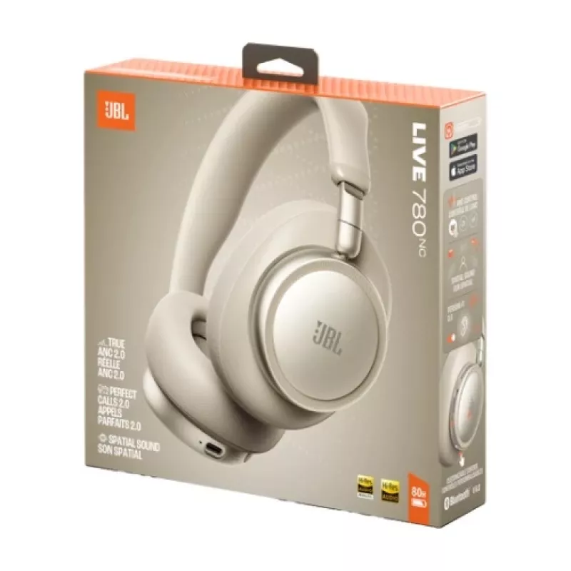 JBL Live 780NC Kabellose Over-Ear-Kopfhörer mit adaptiver Geräuschunterdrückung, Bluetooth 5.3, 50 Std. Akku, Champagner
