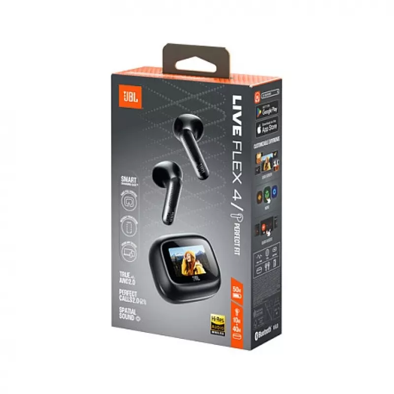 JBL LIVE Flex 4 True Wireless In-Ear Bluetooth-Kopfhörer mit adaptiver Geräuschunterdrückung, Schwarz