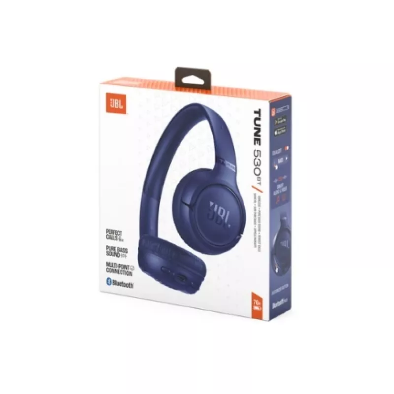 JBL Tune 530BT Kabellose On-Ear-Kopfhörer mit Pure Bass, Bluetooth 5.3, 40 Std. Akku, Blau