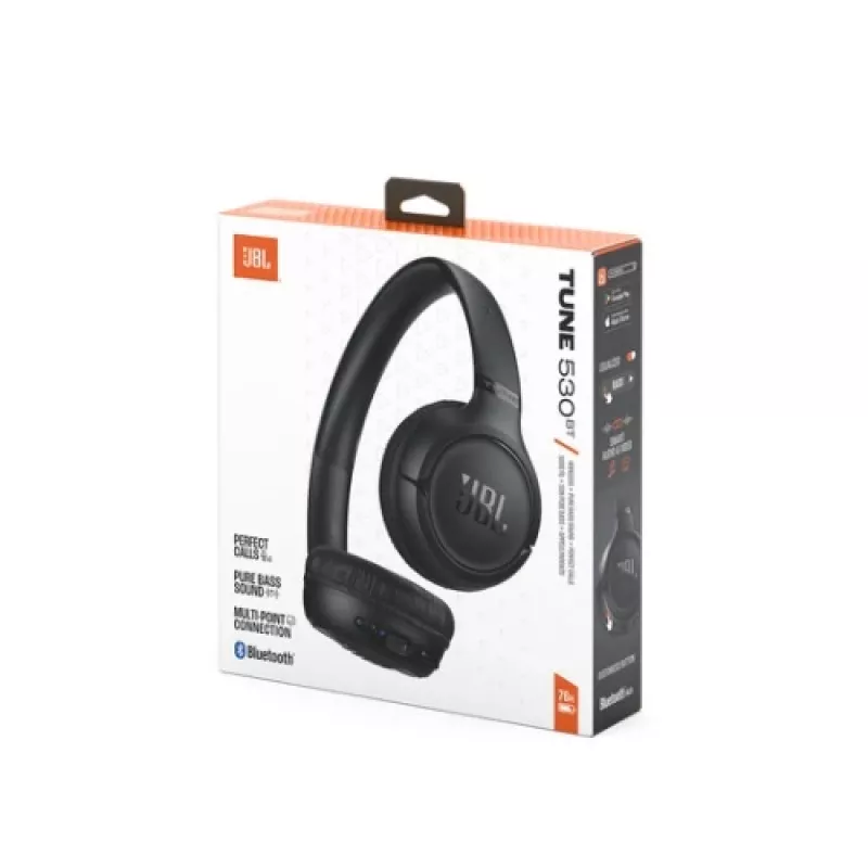 JBL Tune 530BT Kabellose On-Ear-Kopfhörer mit Pure Bass, Bluetooth 5.3, 57-Stunden-Akku, Schwarz