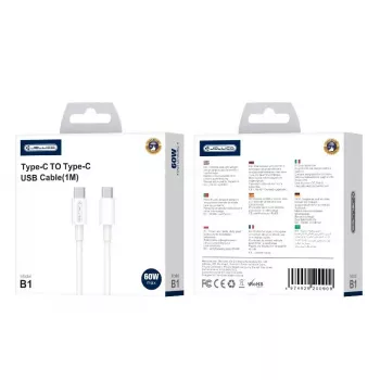 Jellico B1 Durable-Soft Universal USB-C zu USB-C Daten- & Fast-PD-20W-Ladekabel 1m Weiß
