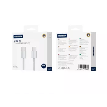 Jellico IP15 Woven Cotton iPhone 15 / 16 USB-C auf USB-C Daten- & Fast-PD-60W-Ladekabel 1m Weiß