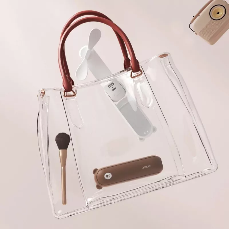 JISULIFE Handheld Fan 8 Braun - Tragbarer wiederaufladbarer Mini-Ventilator mit Powerbank-Funktion