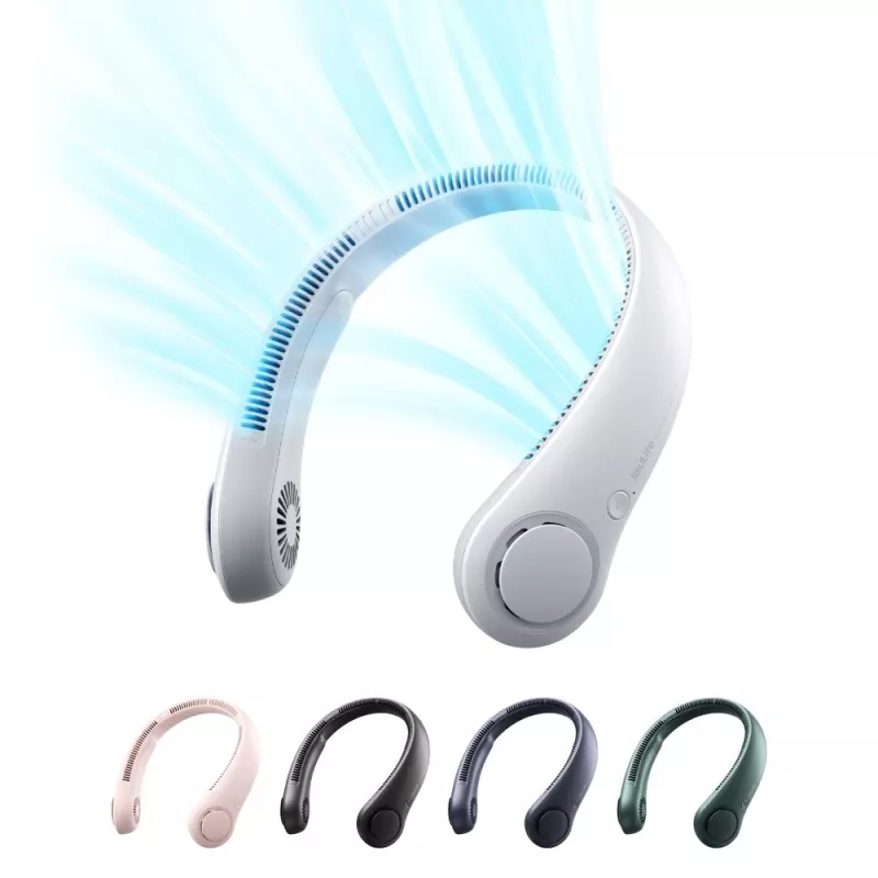JISULIFE Neck Fan 3 Grey - Kabelloser tragbarer Halsventilator mit 4000mAh Akku, 5 Stufen, USB-C