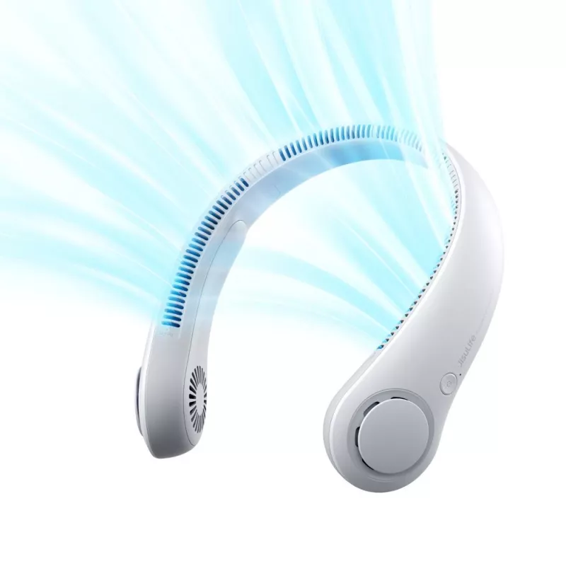 JISULIFE Neck Fan 3 Grey - Kabelloser tragbarer Halsventilator mit 4000mAh Akku, 5 Stufen, USB-C