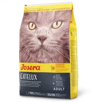 JOSERA Catelux Trockenfutter für Katzen – Lachs & Geflügel, Haarwurmkontrolle, 400g