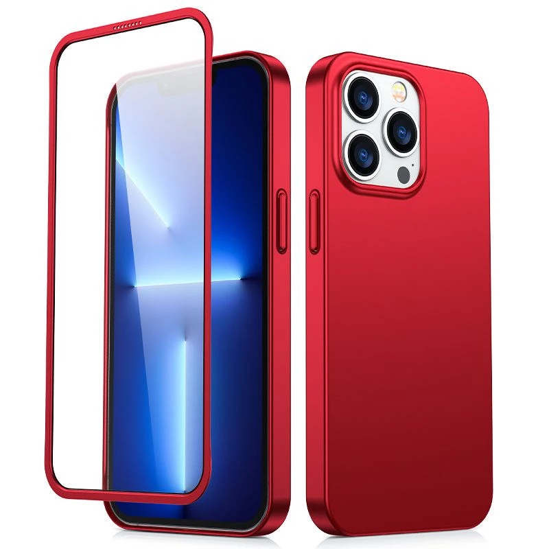 Joyroom 360 Full Case Vorder- und Rückseite für iPhone 13 Pro Max + gehärtete Glasschutzfolie Rot (JR-BP928 Rot)