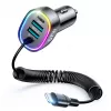 Joyroom 4-in-1 Fast Car Charger PD QC3.0 AFC FCP mit 1,6m 57W Lightning-Kabel Schwarz