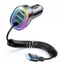 Joyroom 4-in-1 Fast Car Charger PD QC3.0 AFC FCP mit 1,6m 57W Lightning-Kabel Schwarz