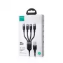 Joyroom 4-in-1 USB-A auf 2x Lightning / USB-C / Micro USB Ladekabel, 3,5A, 1,2m, Schwarz (A18 Serie)