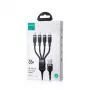 Joyroom 4-in-1 USB - Lightning/ Type-C/ Type-C/ Micro USB Kabel Multi-Color Series A18, 3,5A, 1,2m, Schwarz (S-1T4018A18c)