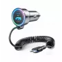 Joyroom Car Charger 3-in-1, C+U mit Type-C Spiralkabel 1,6m, 72W, Schwarz (JR-CL07)