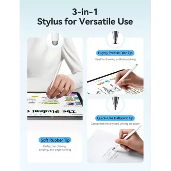 JOYROOM JR-BP561 3-in-1 passiver magnetischer kapazitiver Stylus-Stift mit Kugelschreiber, Weiß