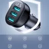 Joyroom JR-CCD03 Auto-Ladegerät mit Digitalanzeige, 3x USB-A, 17W, 3,4A, Schwarz