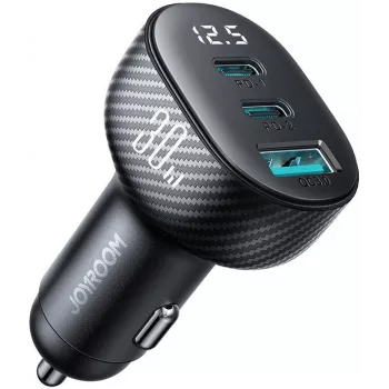 Joyroom JR-CCD04 Auto-Ladegerät 30W 2x USB-C USB-A mit Digitalanzeige - Schwarz