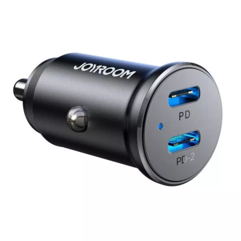 Joyroom JR-CCN06 Mini Auto-Ladegerät 30W 2x USB-C Metall Schwarz