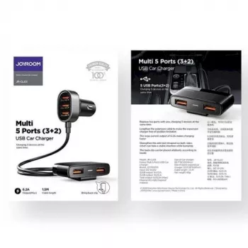 Joyroom JR-CL03 5-in-1 Auto-Ladegerät, 31W, 5 USB-A-Anschlüsse, Schwarz