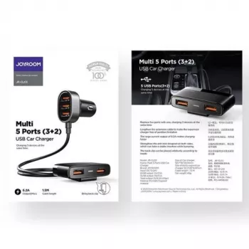 Joyroom JR-CL03 5-in-1 Auto-Ladegerät, 31W, 5 USB-A-Anschlüsse, Schwarz