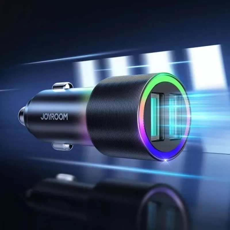 JOYROOM JR-CL10 Auto-Ladegerät 2x USB 24W LED-Hintergrundbeleuchtung Schwarz