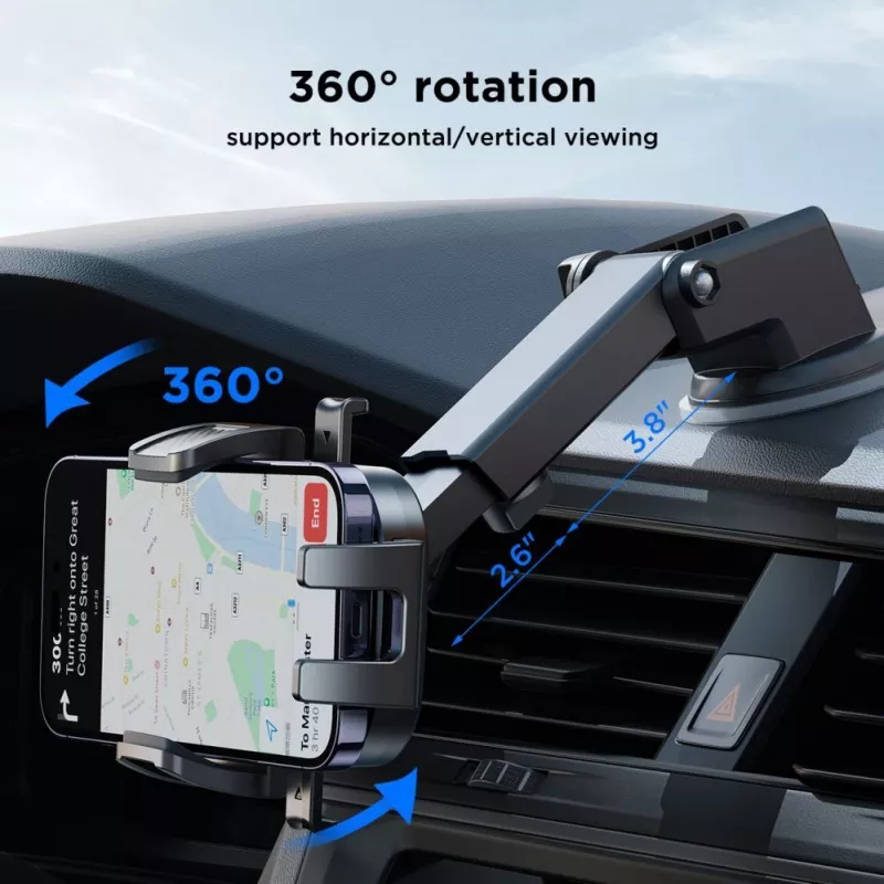 Joyroom JR-OK6 Handyhalterung fürs Auto - Saugnapf für Armaturenbrett & Windschutzscheibe - Universell für 4,7-7,2 Zoll Smartphones - 360° Drehung - Schwarz