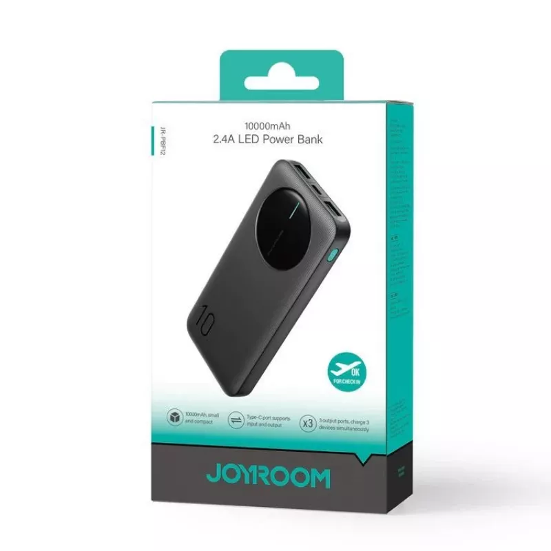 Joyroom JR-PBF12 Power Bank 10000mAh 2.4A 2x USB-A 1x USB-C Schwarz