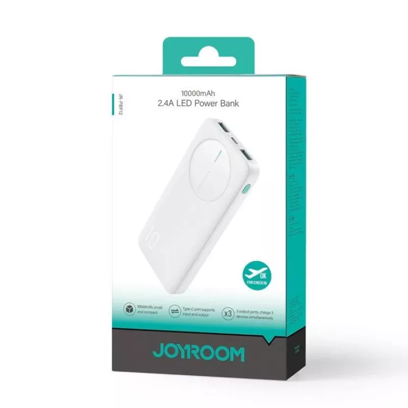Joyroom JR-PBF12 Power Bank 10000mAh 2.4A Dual USB-A USB-C Weiß