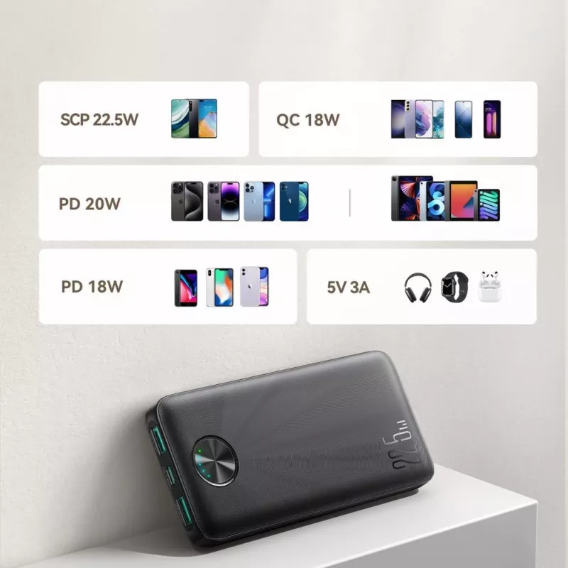 Joyroom JR-PBF15 Power Bank 10000mAh USB-C USB-A 22.5W Schwarz