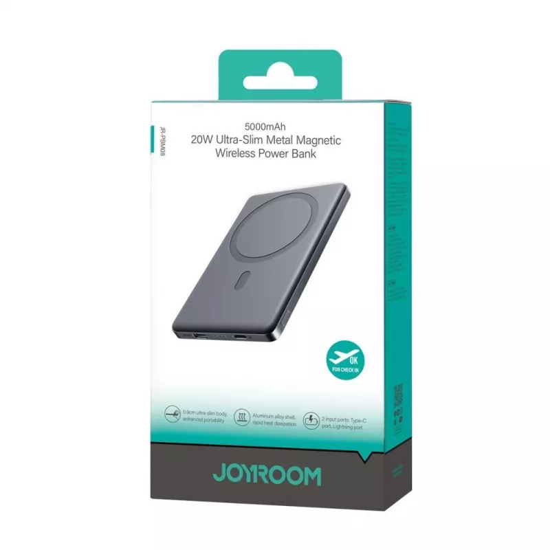 Joyroom JR-PBM08 5000mAh 20W Ultra-Thin Magnetic Wireless Power Bank - Grau