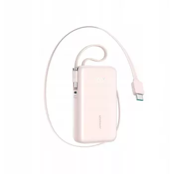 Joyroom JR-PR2L Power Bank 10000 mAh 35W mit Digitalanzeige, integriertem ausziehbarem 2x Type-C Lanyard-Kabel (0,7 m) Pink