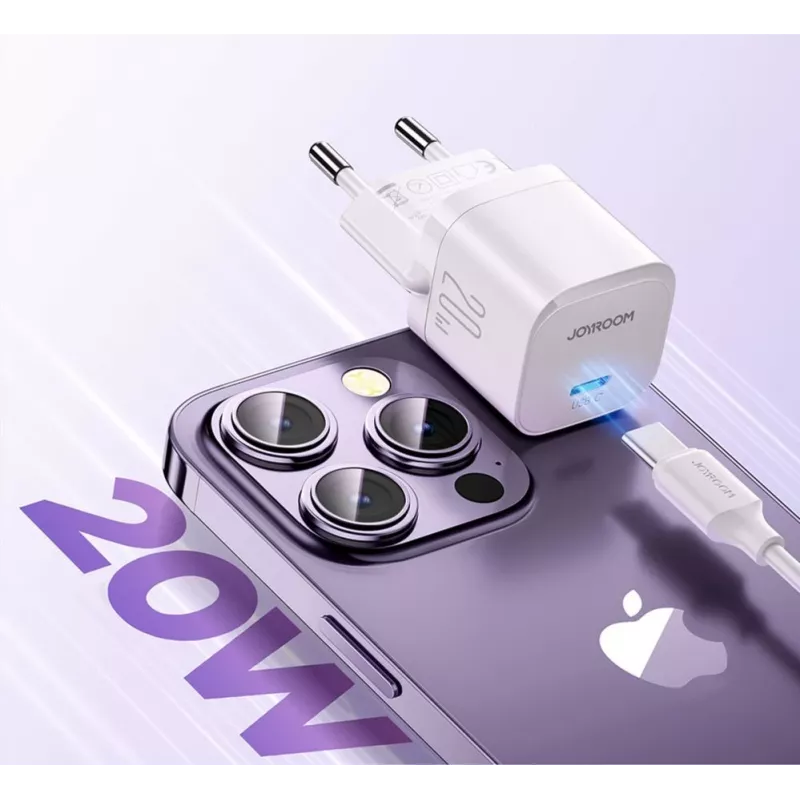 JOYROOM JR-TCF02 USB-C PD 20W Wandladegerät mit USB-C-Kabel - Weiß