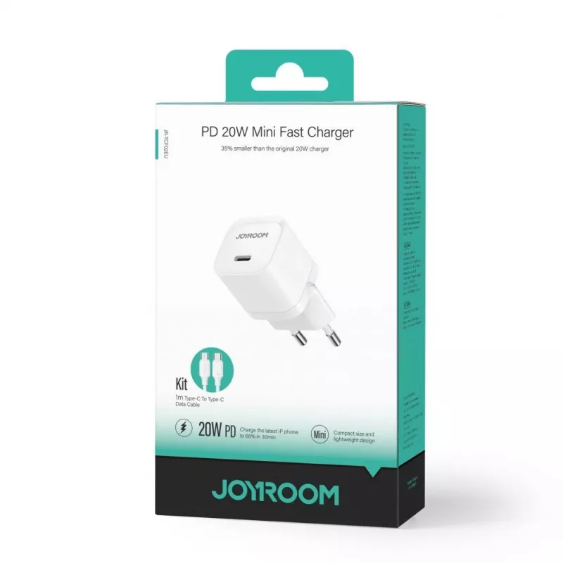JOYROOM JR-TCF02 USB-C PD 20W Wandladegerät mit USB-C-Kabel - Weiß