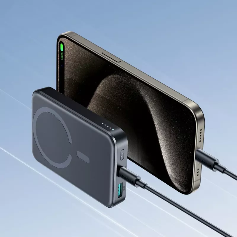 JOYROOM JR-W020 20W 10000mAh MagSafe Power Bank mit USB-C auf USB-C 0,25m Kabel - Schwarz