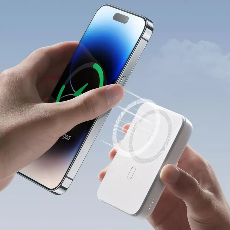 Joyroom JR-W020 20W Mini Magnetische Kabellose Powerbank 10000mAh Weiß mit USB-zu-Type-C 0,25m Kabel
