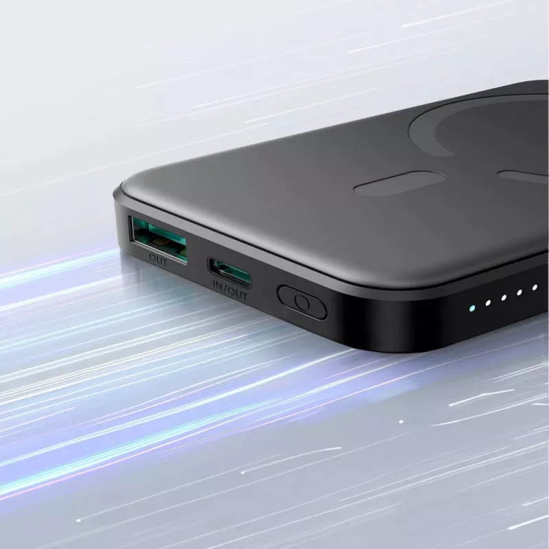 JOYROOM JR-W020 Mini Power Bank 5000mAh 20W USB-A USB-C Wireless Charging - Schwarz + USB-C Kabel